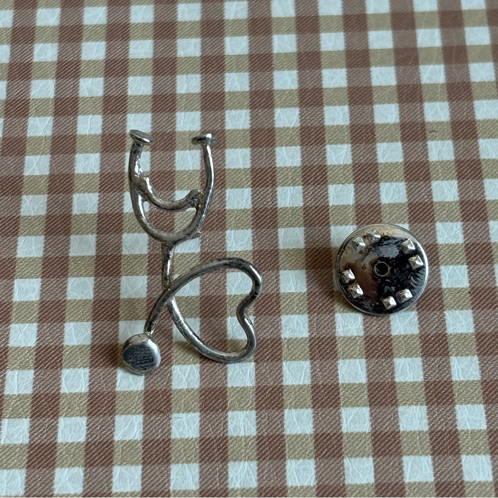 Handmade metal pin heart stethoscope